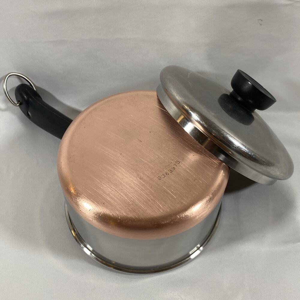 Revere Ware 1 Qt Copper Bottom Sauce Pan Lid Stainless Steel Pre 1968 Riverside